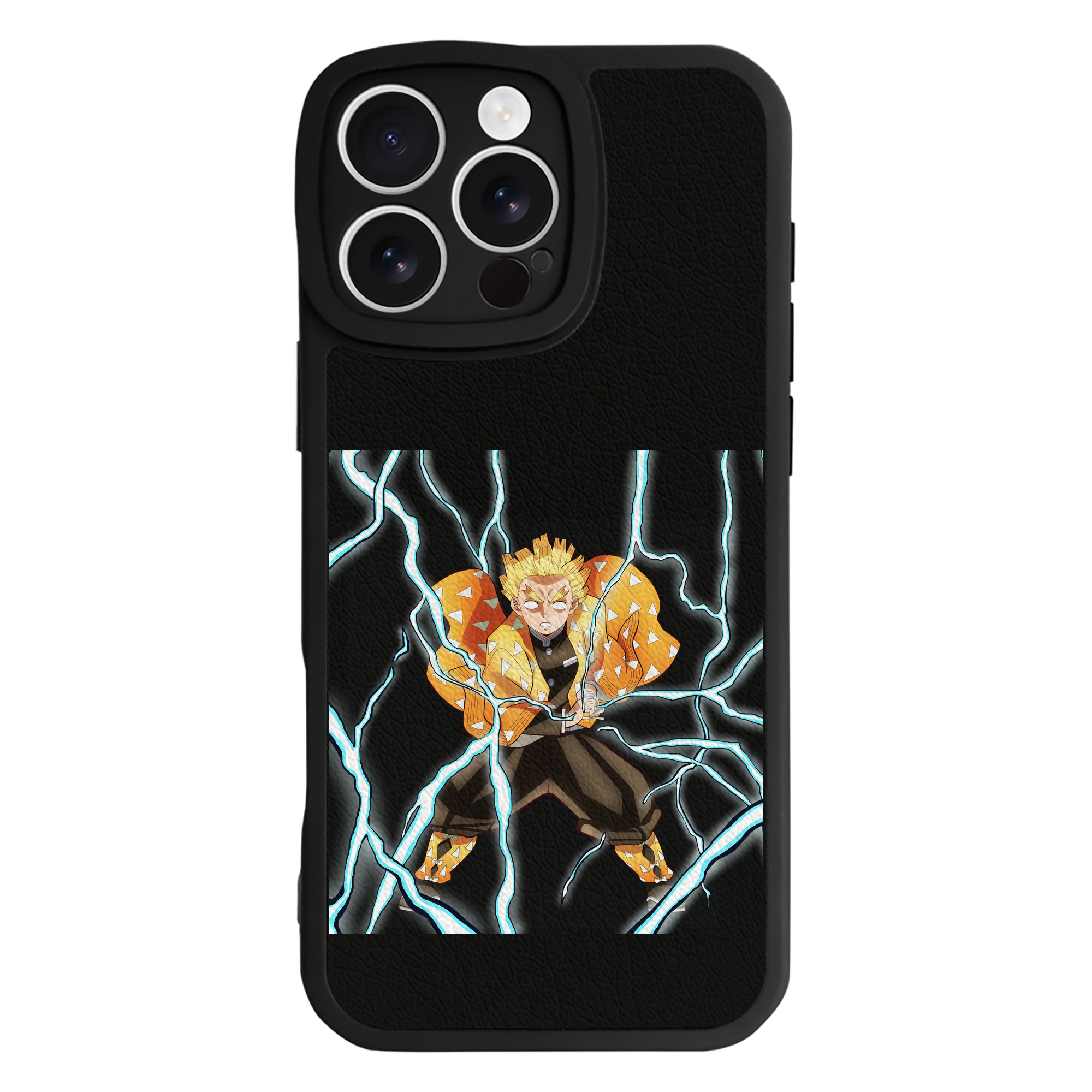 （画像用） 鬼滅の刃（きめつのやいば）我妻 善逸／あがつま ぜんいつ Agatsuma Zenitsu 【iPhone 16シリーズ対応】シリコンスマホケース（レザー調） 材質：シリコン